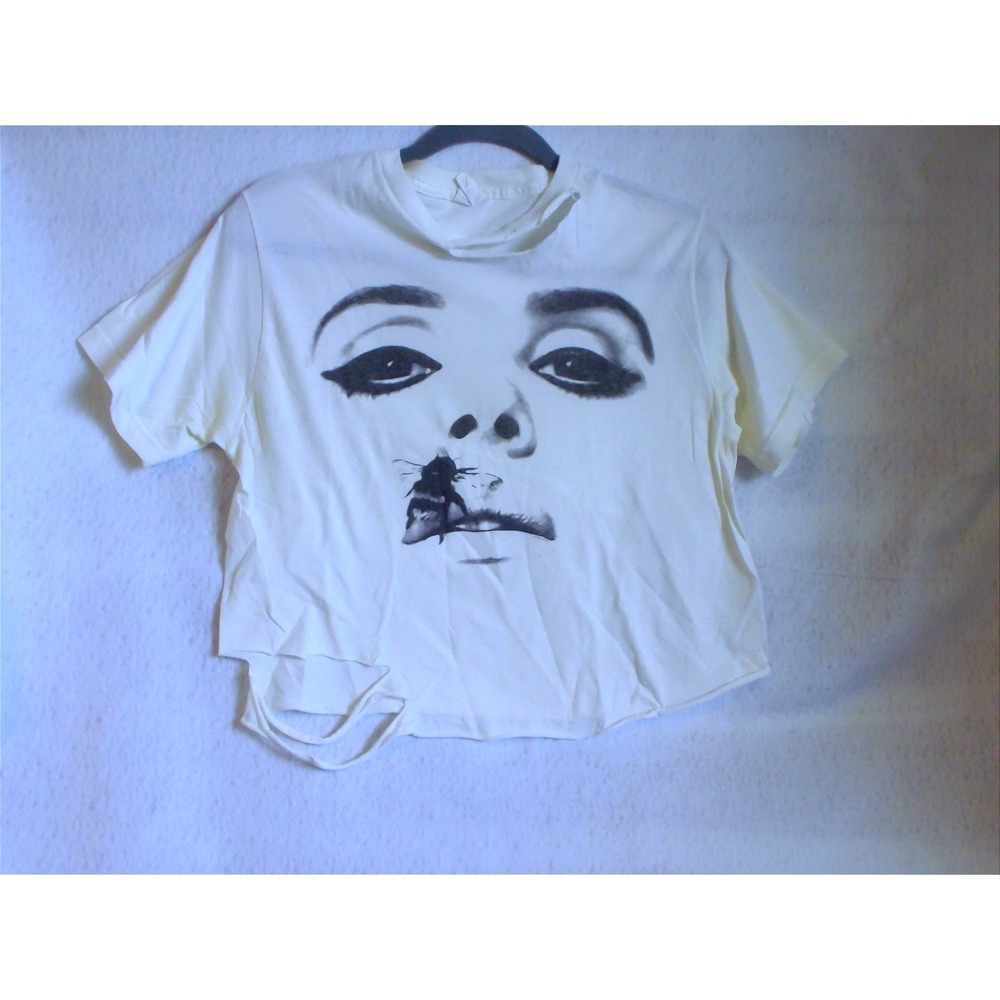 Bay Island Sportswear Graphic Face Bee T-Shirt White Distressed Punk Size M